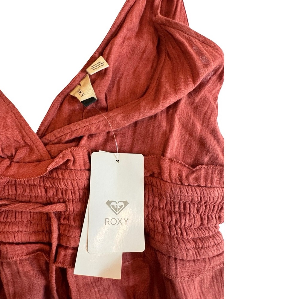 Roxy Simple Blossom Dress Terracotta Rust Smocked Mini ARJWD03391 Womens Large - Picture 4 of 9